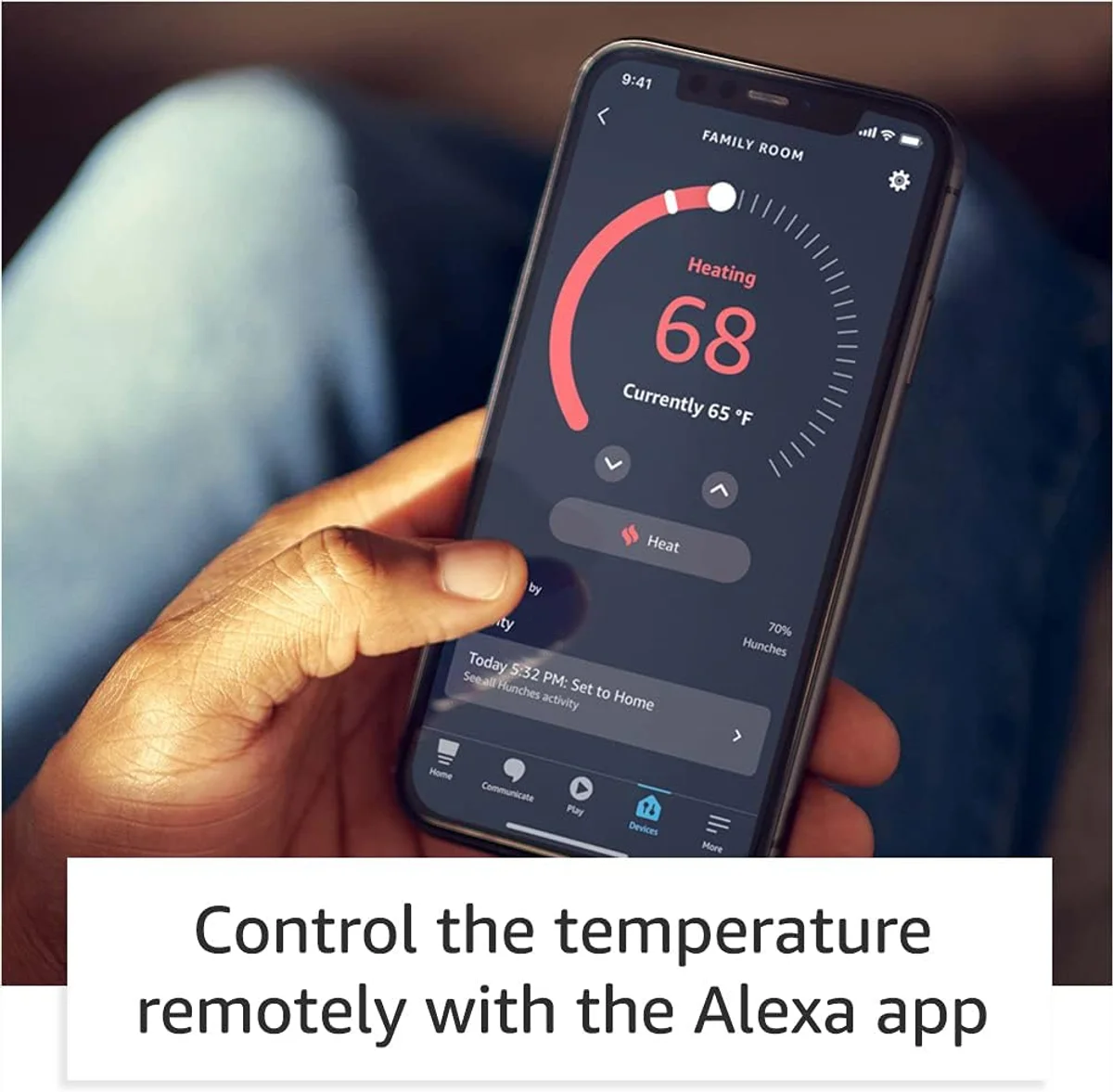 czech family using smart thermostat phone app