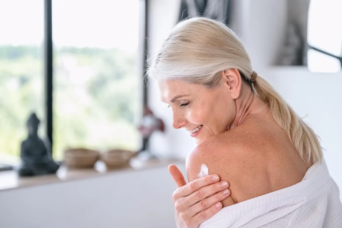 moisturizing damp skin woman real morning
