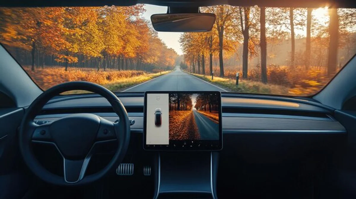 electric car interior heated seats driving autumn