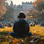 autumn loneliness headphones