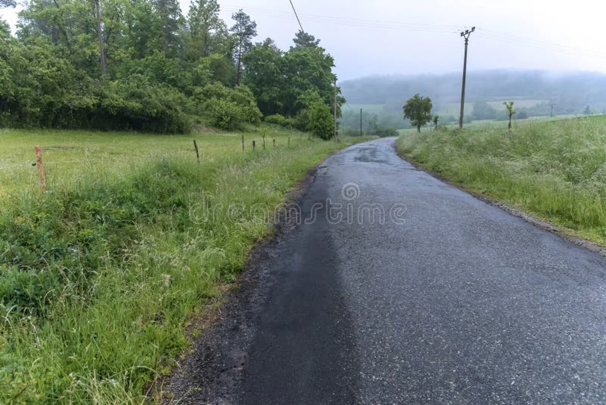 dangerous wet czech road autumn car rain