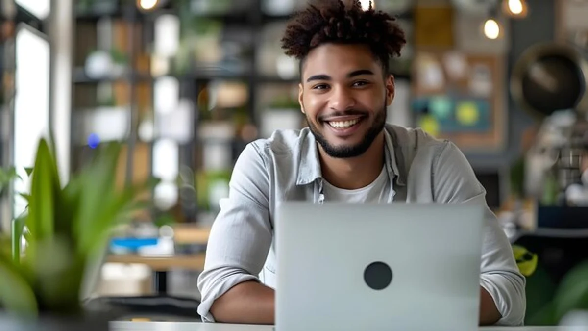 young professional using AI tools on laptop career growth