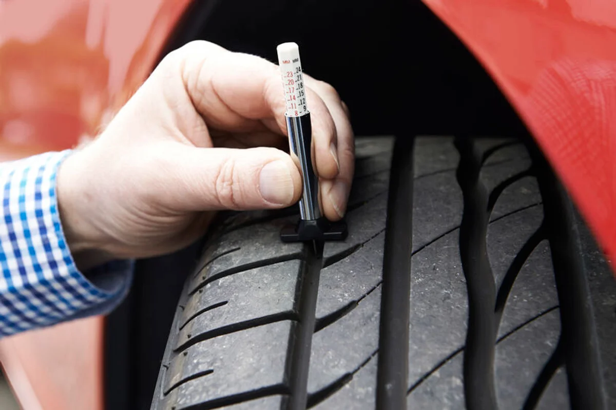 Czech car tire tread check autumn