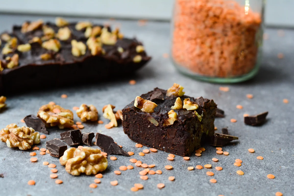 healthy homemade lentil brownies