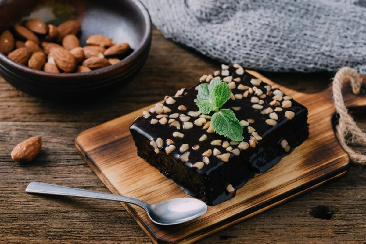 homemade chickpea brownies close up