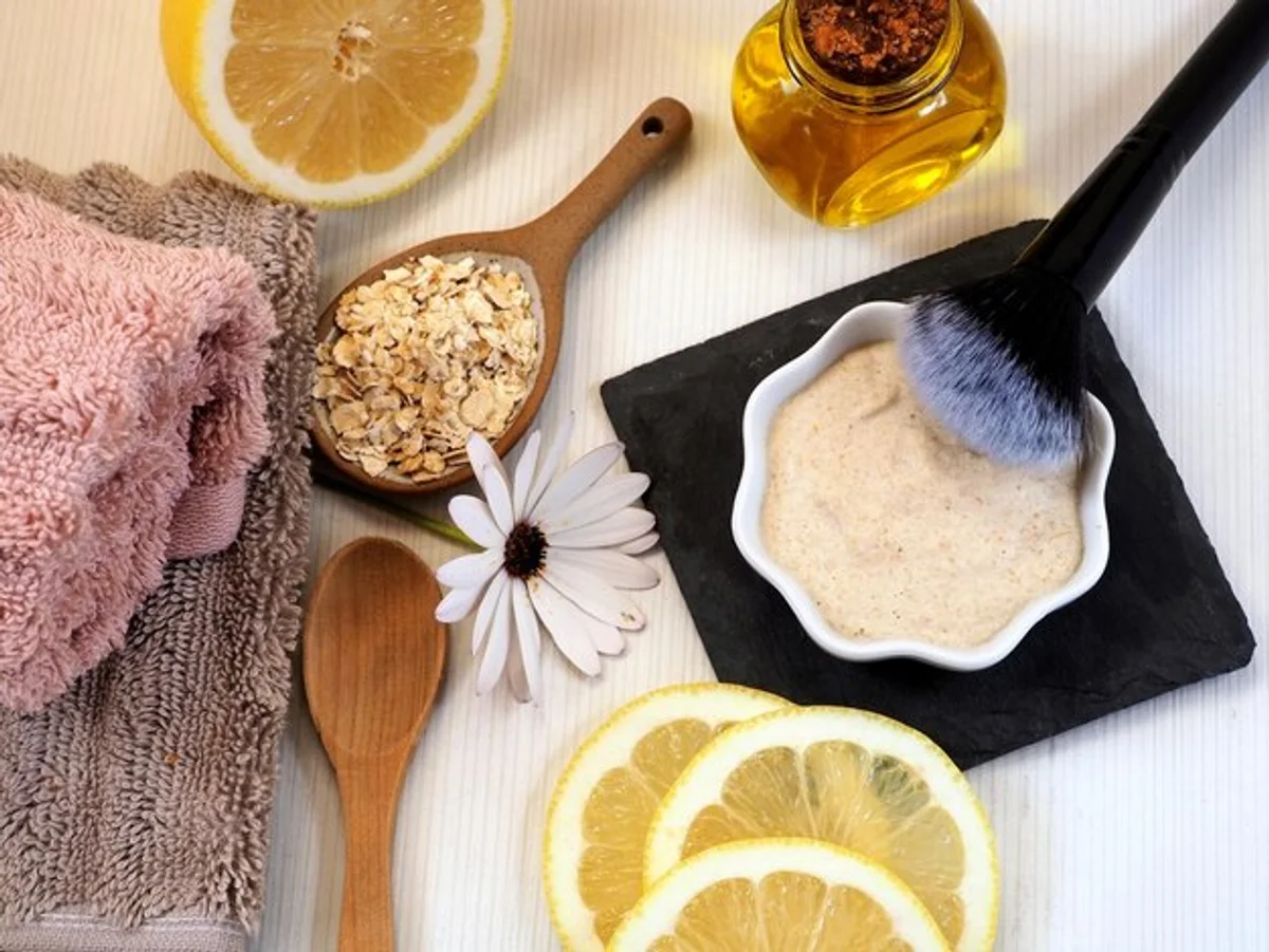 homemade facial mask ingredients flatlay