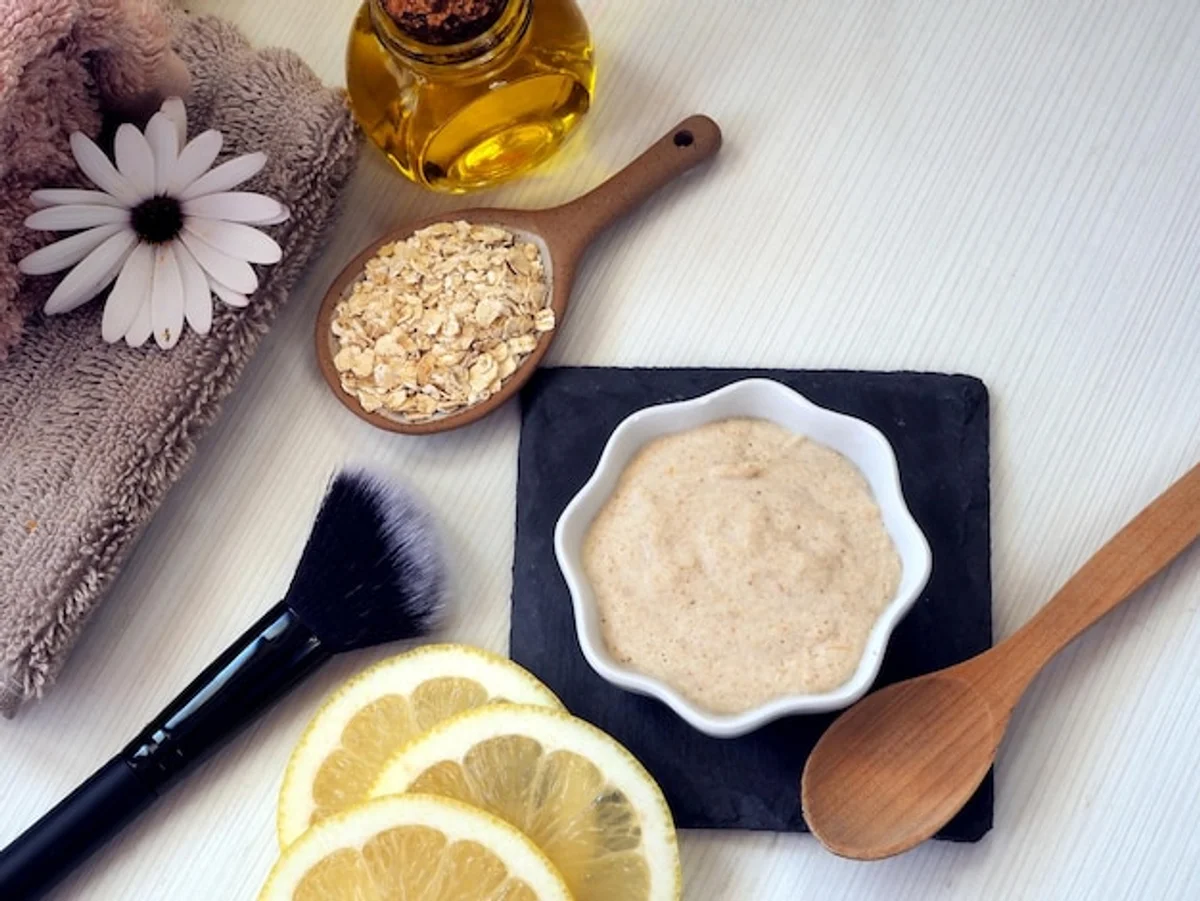 homemade face mask ingredients kitchen concept