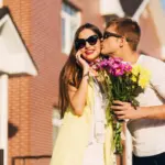 happy long-term couple outdoor Prague romantic