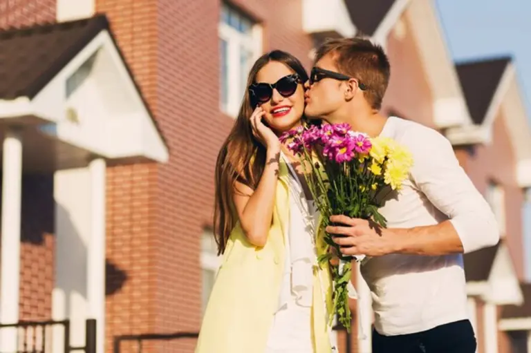 happy long-term couple outdoor Prague romantic