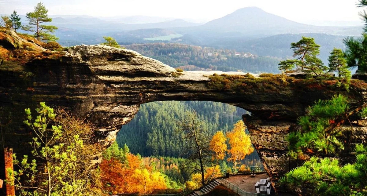 colorful autumn landscape hiking Czech Republic