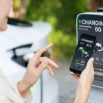 electric car charging modern europe city street daylight