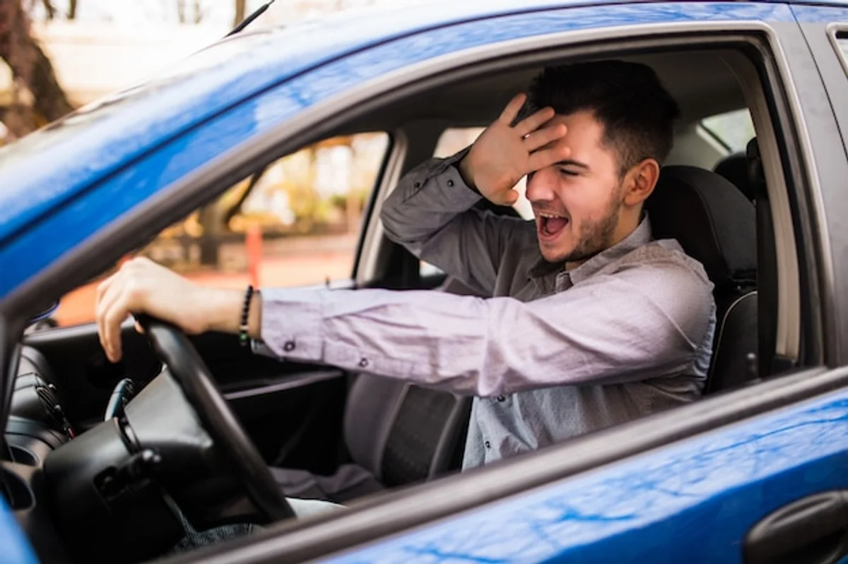 frustrated driver parking city stress