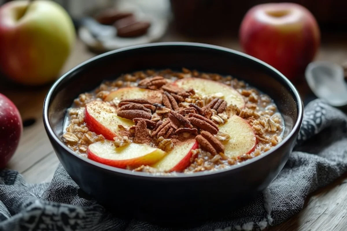 homemade baked apple oatmeal in bowl