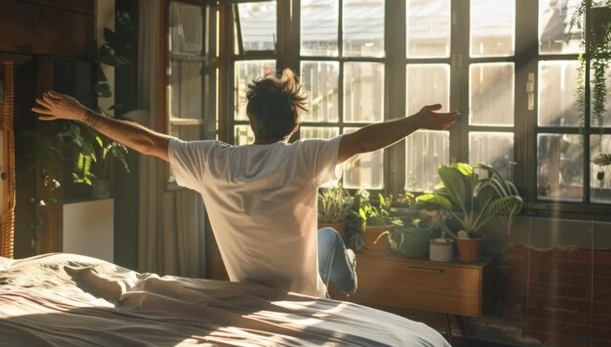 stretching morning routine natural light