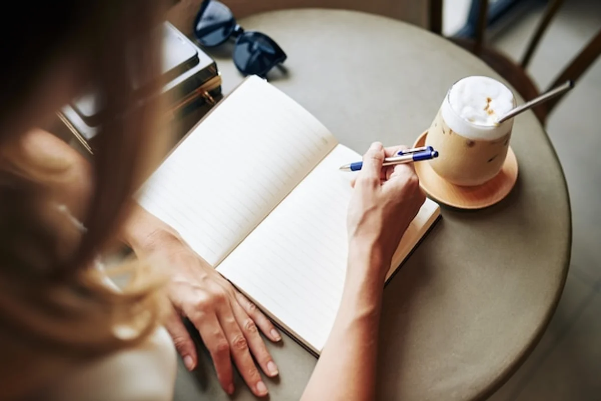 journal notebook handwriting creative table coffee
