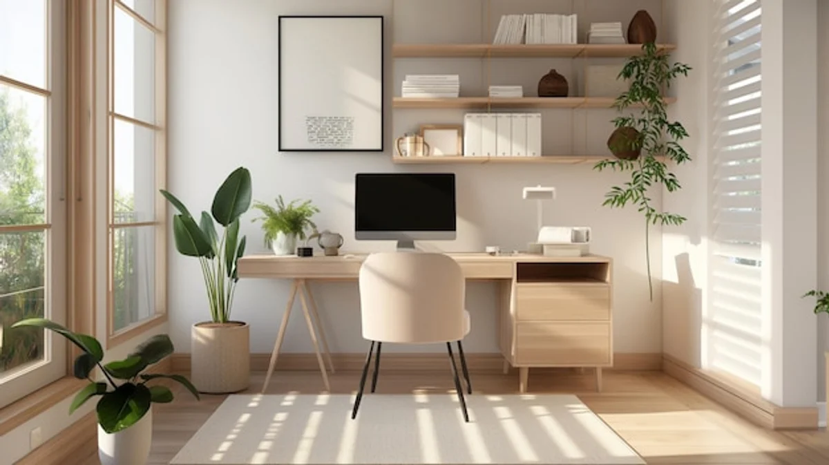 cozy minimalist home office organization