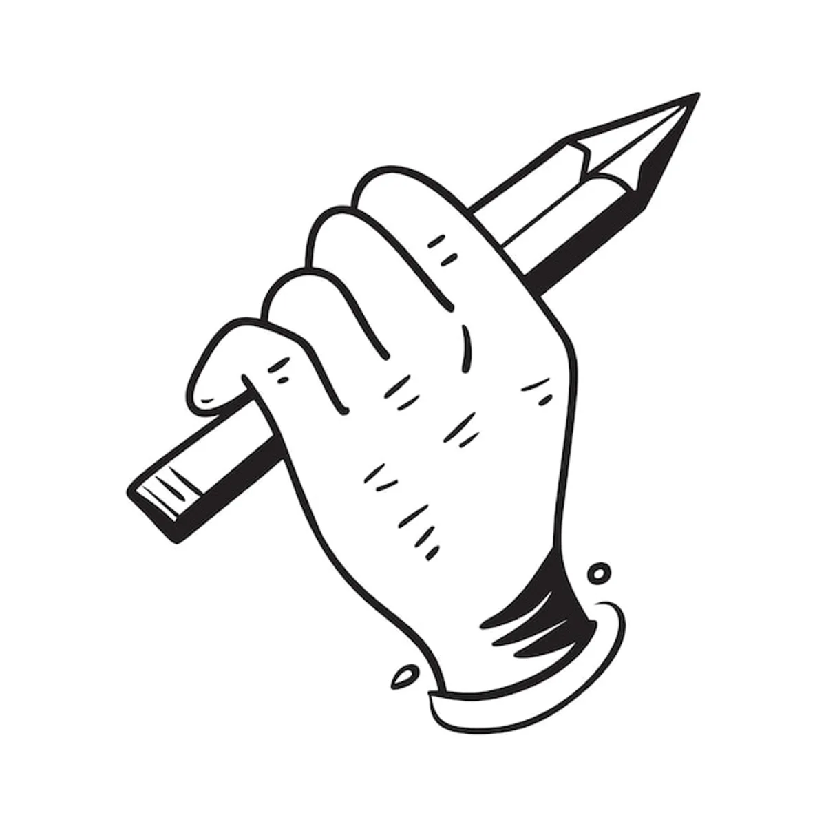 simple pencil drawing beginner hand holding pencil