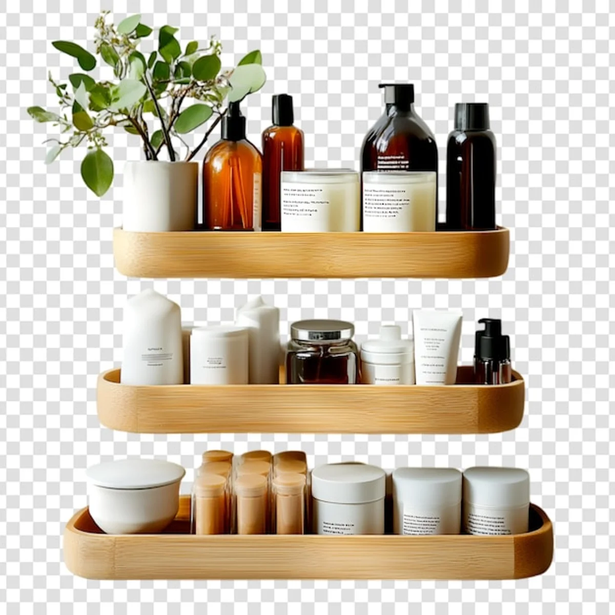 minimalist bathroom organization natural beauty products